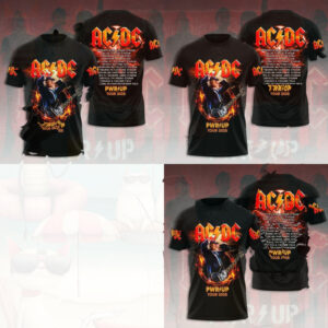 AC DC Angus Young Flames Power Up Tour 2025 Concert Shirt