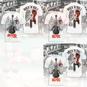 AC DC Skeleton Guitar Heart Forever And Ever Graphic Shirt