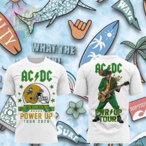 ACDC Notre Dame Mascot Guitar Player Power Up Tour White Shirt.jfif