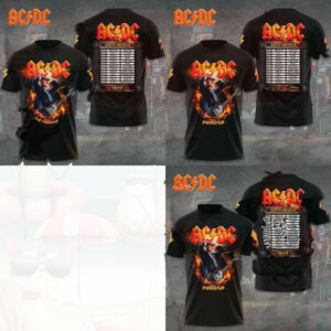 Acdc Band Guitarist Fire Graphic Pwr Up North America Tour Shirt