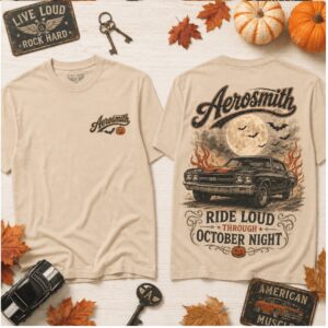 Aerosmith Ride Loud Through October Night Classic Muscle Car Shirt