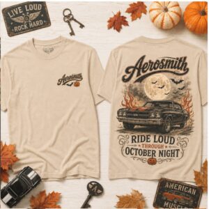 Aerosmith Ride Loud Through October Night Classic Muscle Car Shirt