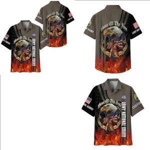 Army National Guard Eagle American Flag Fire Shirt