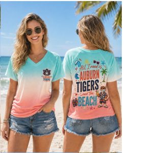 Auburn Tigers Mascot Summer Beach Vacation Ombre Shirt