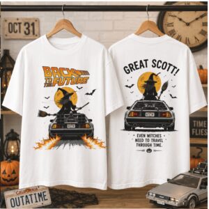 Back To The Future Delorean Witch Time Travel Great Scott Shirt