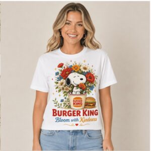 Burger King Snoopy Floral Blooming Kindness Graphic Shirt