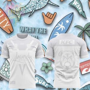 Canterbury Bulldogs NRL Mascot Logo White Out Rugby Shirt.jfif