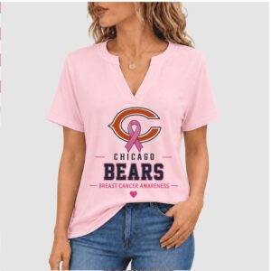 Chicago Bears Pink Ribbon Faith Over Fear Awareness Shirt
