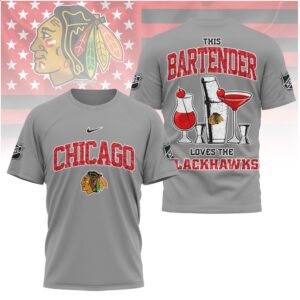 Chicago Hockey Bartender Cocktail Shaker Graphic Shirt
