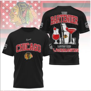 Chicago Hockey Bartender Cocktail Shaker Graphic Shirt