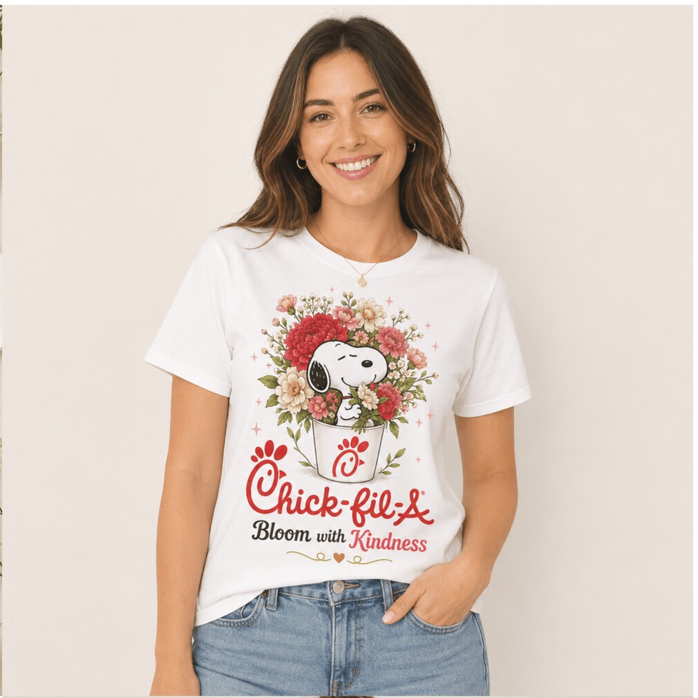 Chick Fil A Fast Food Snoopy Floral Cup Blooming With Kindness Shirt Chick Fil A Fast Food Snoopy Floral Cup Blooming With Kindness Shirt