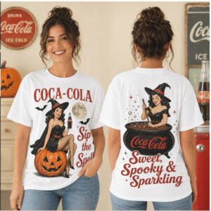 Coca Cola Sip The Spell Sweet Spooky Sparkling Vintage Witch Shirt