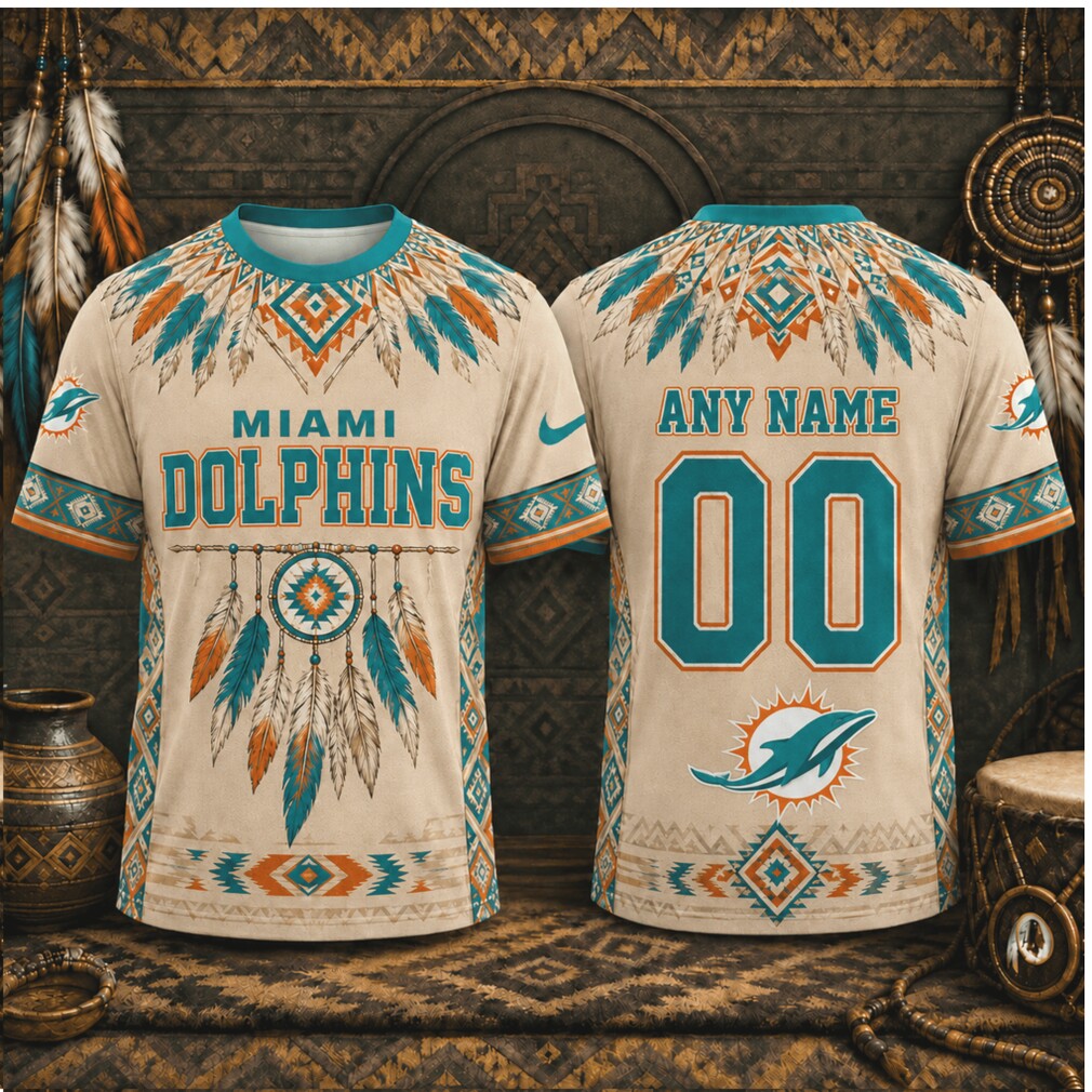 Custom Miami Dolphins Dreamcatcher Native American Style Shirt Custom Miami Dolphins Dreamcatcher Native American Style Shirt