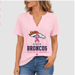 Denver Broncos Pink Ribbon Faith Over Fear Awareness Shirt