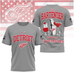 Detroit Hockey Fan Bartender Cocktail Shaker Shirt