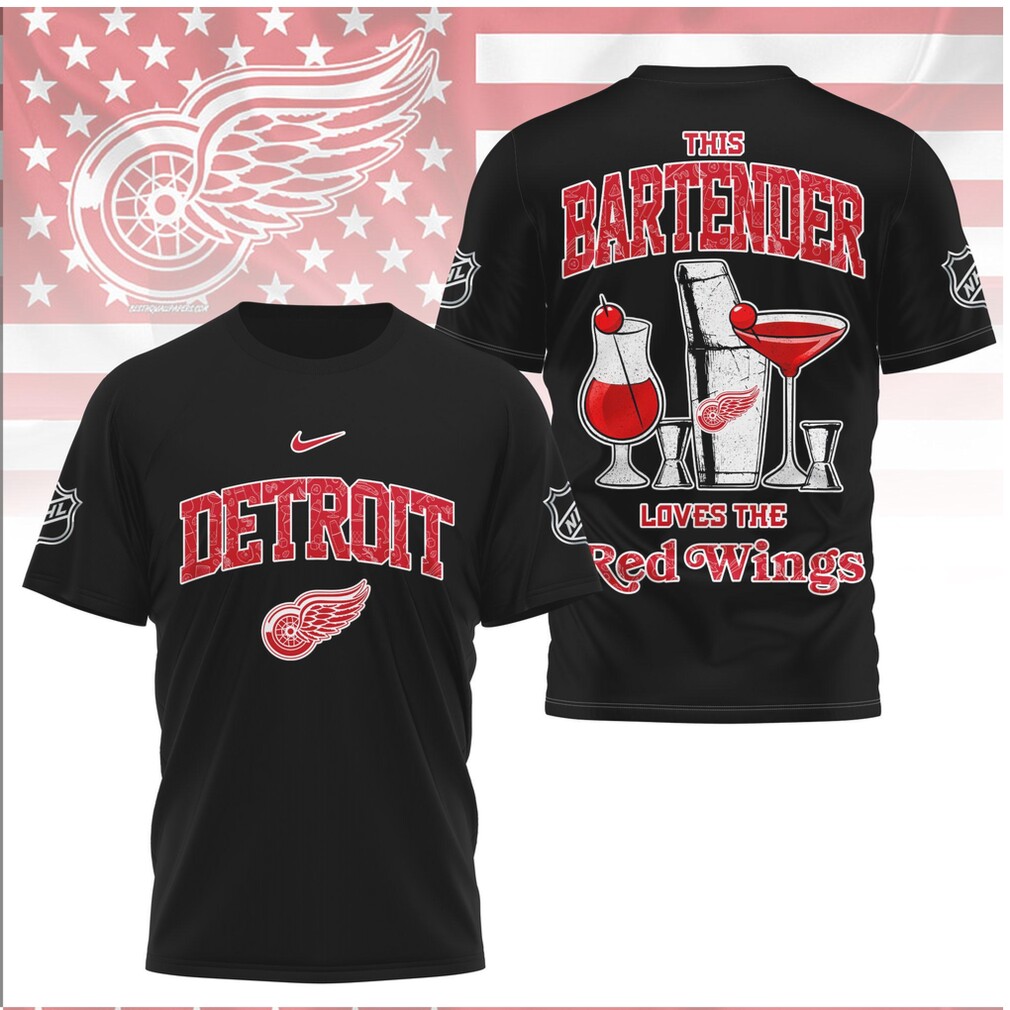 Detroit Hockey Fan Bartender Cocktail Shaker Shirt Detroit Hockey Fan Bartender Cocktail Shaker Shirt