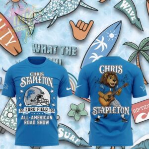 Detroit Lions Chris Stapleton Guitar Mascot Road Show Shirt.jfif