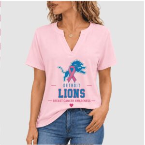Detroit Lions Pink Ribbon Faith Over Fear Awareness Shirt