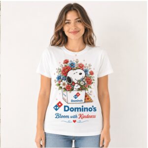 Dominos Pizza Snoopy Bloom With Kindness Cute Floral Shirt