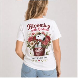Dr Pepper Snoopy Floral Blooming With Kindness Graphic Shirt