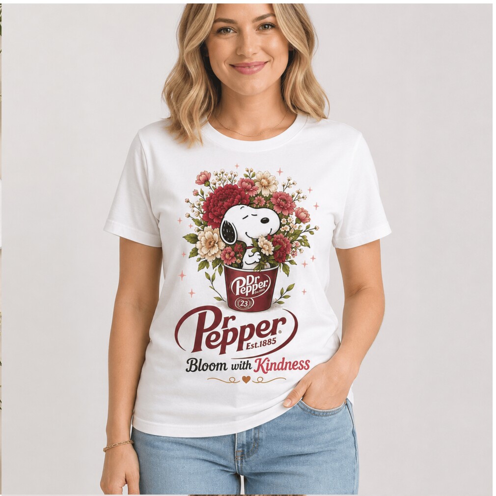 Dr Pepper Snoopy Floral Blooming With Kindness Graphic Shirt Dr Pepper Snoopy Floral Blooming With Kindness Graphic Shirt