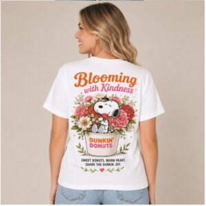 Dunkin Donuts Snoopy Floral Blooming Kindness Graphic Shirt
