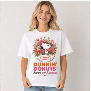 Dunkin Donuts Snoopy Floral Blooming Kindness Graphic Shirt