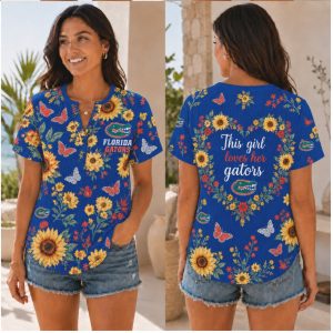 Florida Gators Sunflower Butterfly This Girl Loves Shirt