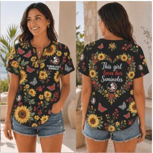 Florida State Seminoles Sunflower Butterfly This Girl Loves Shirt