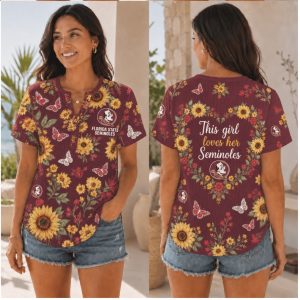 Florida State Seminoles Sunflower Butterfly This Girl Loves Shirt