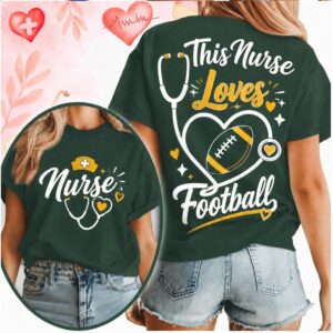 Football Nurse Stethoscope Heart This Nurse Loves Football Shirt
