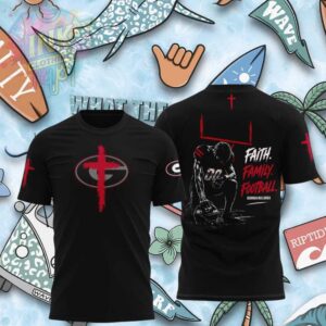 Georgia Bulldogs Kneeling Player Cross Faith Family Black Shirt.jfif
