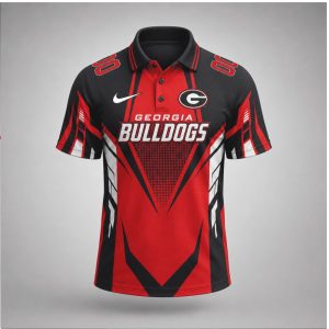 Georgia Bulldogs Red Black Graphic Sport Game Day Polo Shirt