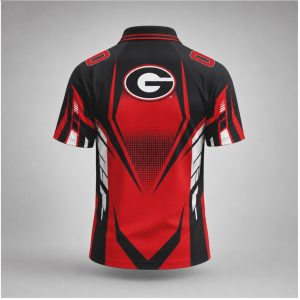 Georgia Bulldogs Red Black Graphic Sport Game Day Polo Shirt