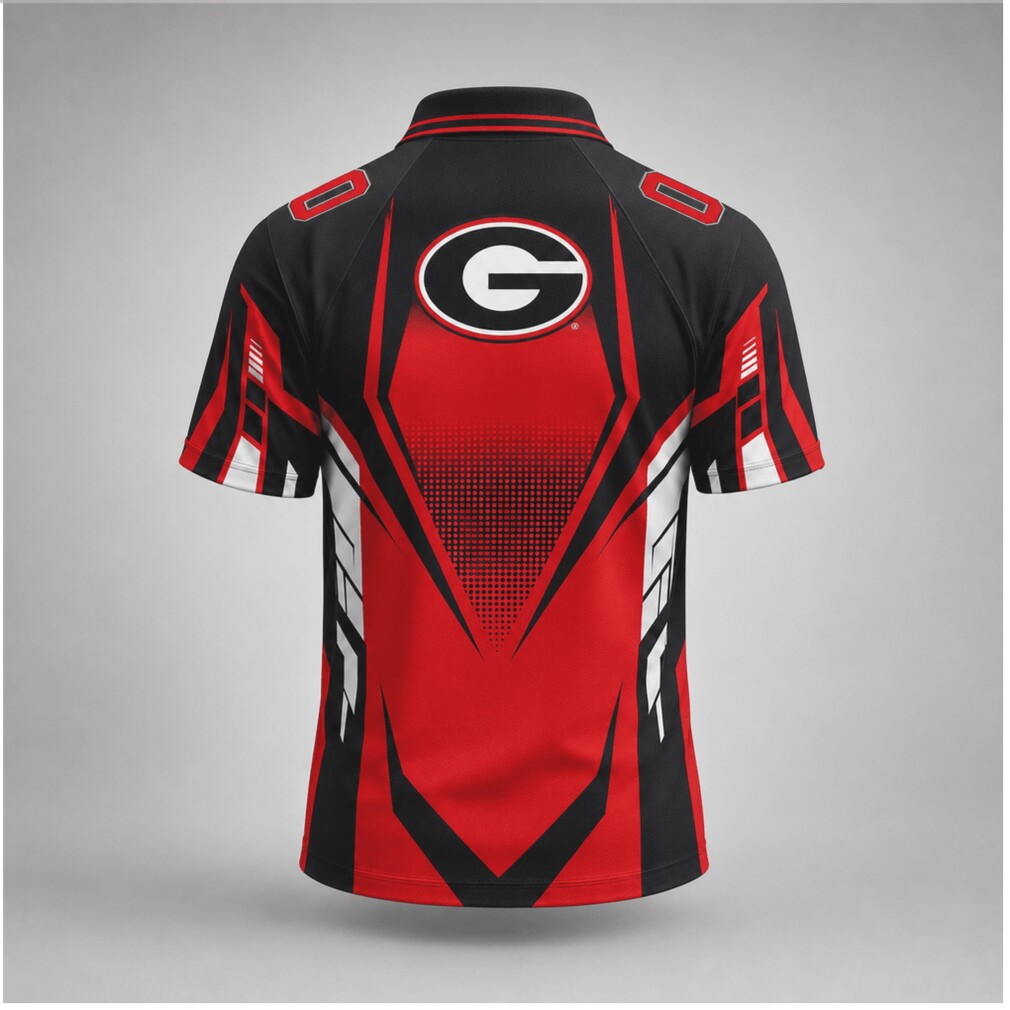 Georgia Bulldogs Red Black Graphic Sport Game Day Polo Shirt Georgia Bulldogs Red Black Graphic Sport Game Day Polo Shirt