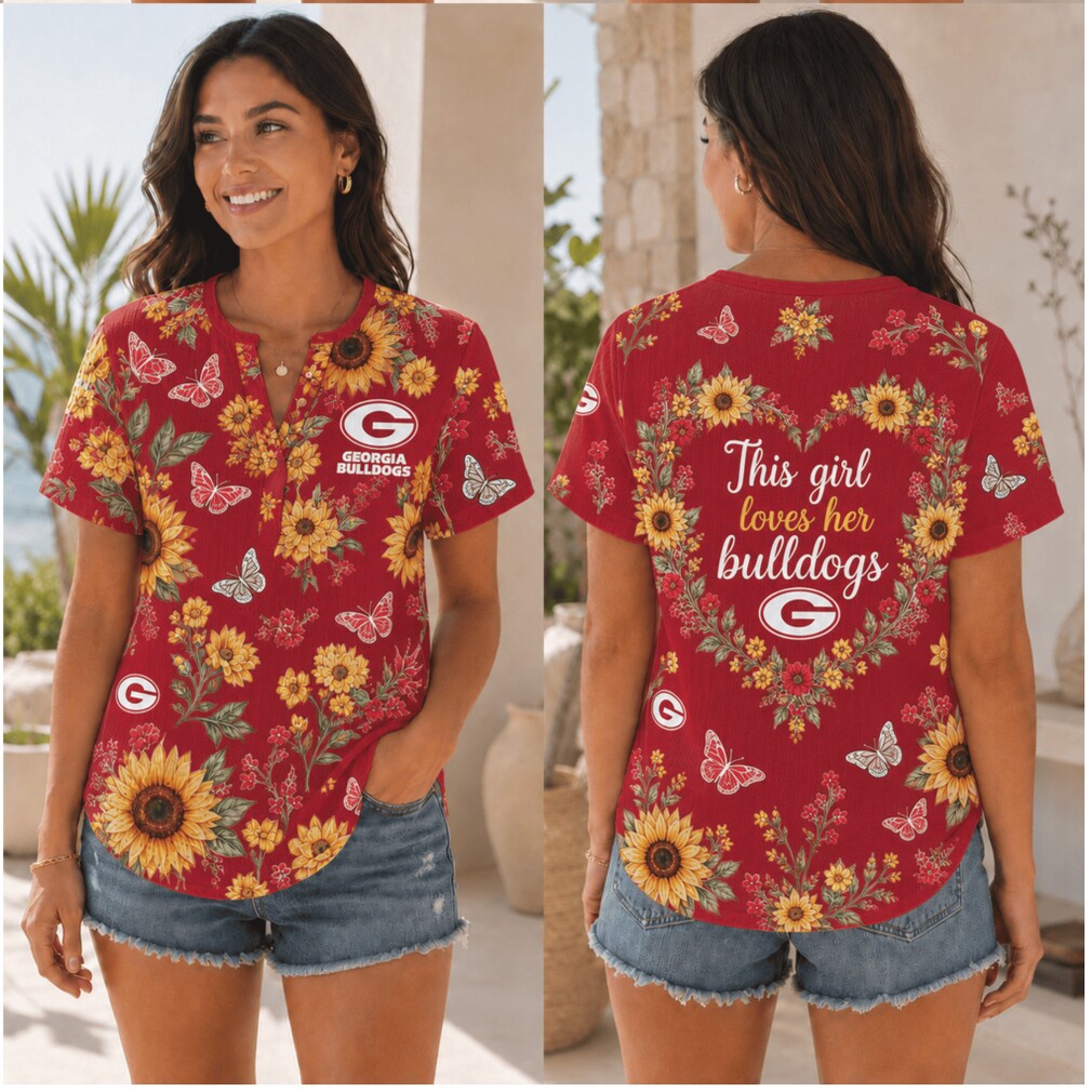 Georgia Bulldogs Sunflower Butterfly This Girl Loves Shirt Georgia Bulldogs Sunflower Butterfly This Girl Loves Shirt