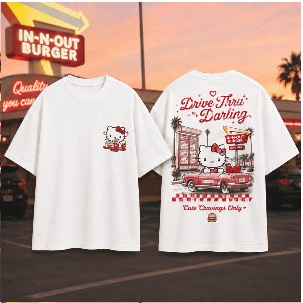 Hello Kitty Retro Burger Drive Thru Darling Cute Cravings Shirt Hello Kitty Retro Burger Drive Thru Darling Cute Cravings Shirt