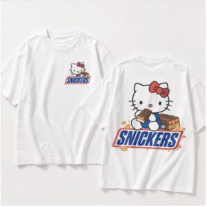 Hello Kitty Snickers Chocolate Bar Sweet Candy Graphic Shirt