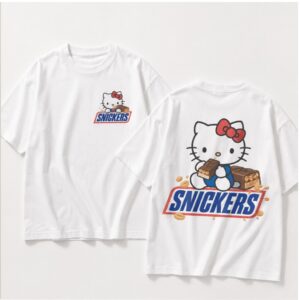 Hello Kitty Snickers Chocolate Bar Sweet Candy Graphic Shirt