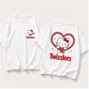 Hello Kitty Twizzlers Red Candy Heart Sweet Love Graphic Shirt