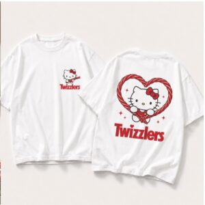 Hello Kitty Twizzlers Red Candy Heart Sweet Love Graphic Shirt