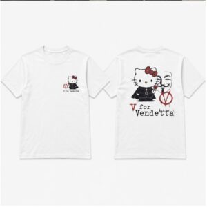 Hello Kitty V For Vendetta Guy Fawkes Movie Parody Graphic Shirt
