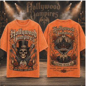 Hollywood Vampires Raise The Dead Skull Vintage Band Shirt