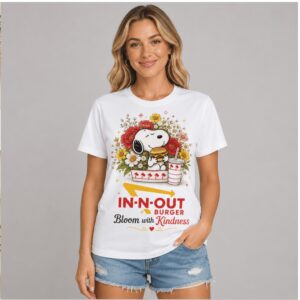 In N Out Burger Snoopy Floral Blooming Kindness Graphic Shirt