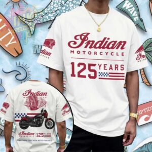 Indian Motorcycle 125 Years American Flag Vintage White Shirt.jfif