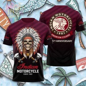 Indian Motorcycle Skull Chief Headdress Anniversary Cigar Shirt.jfif