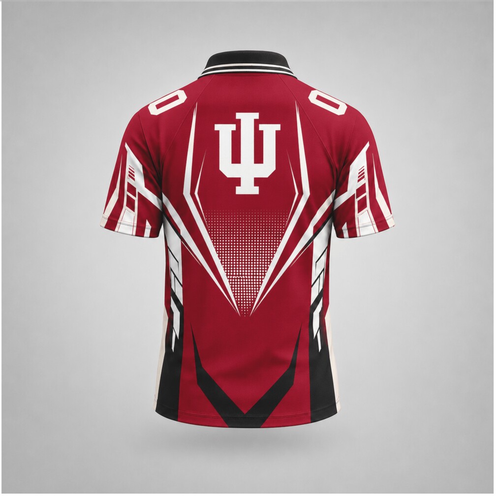 Indiana Hoosiers Crimson White Athletic Game Day Polo Shirt Indiana Hoosiers Crimson White Athletic Game Day Polo Shirt