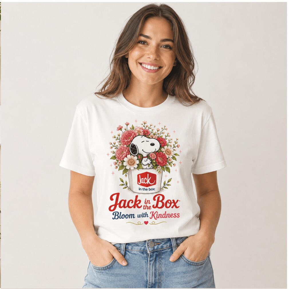Jack In The Box Snoopy Floral Blooming Kindness Graphic Shirt Jack In The Box Snoopy Floral Blooming Kindness Graphic Shirt