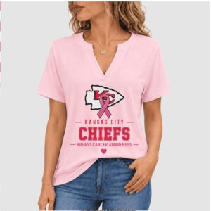 Kansas City Chiefs Pink Ribbon Faith Over Fear Awareness Shirt