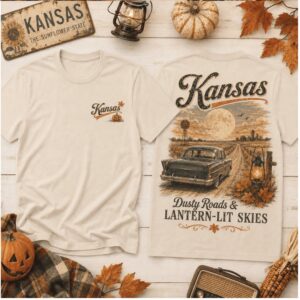 Kansas Sunflower State Vintage Car Pumpkin Autumn Shirt